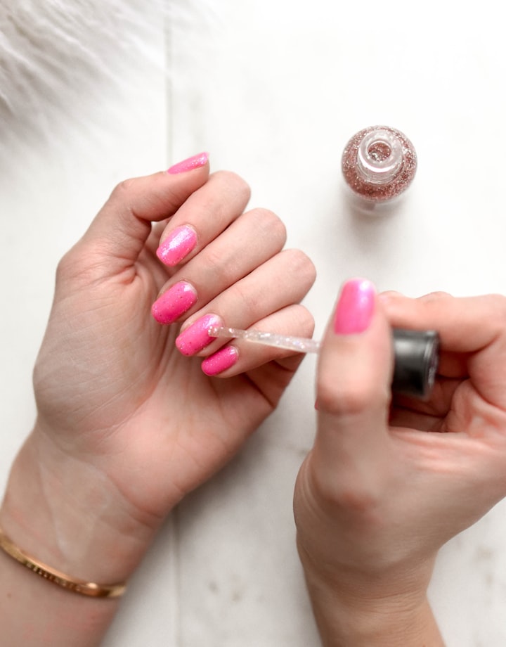 Close-up of a freshly finished gel manicure